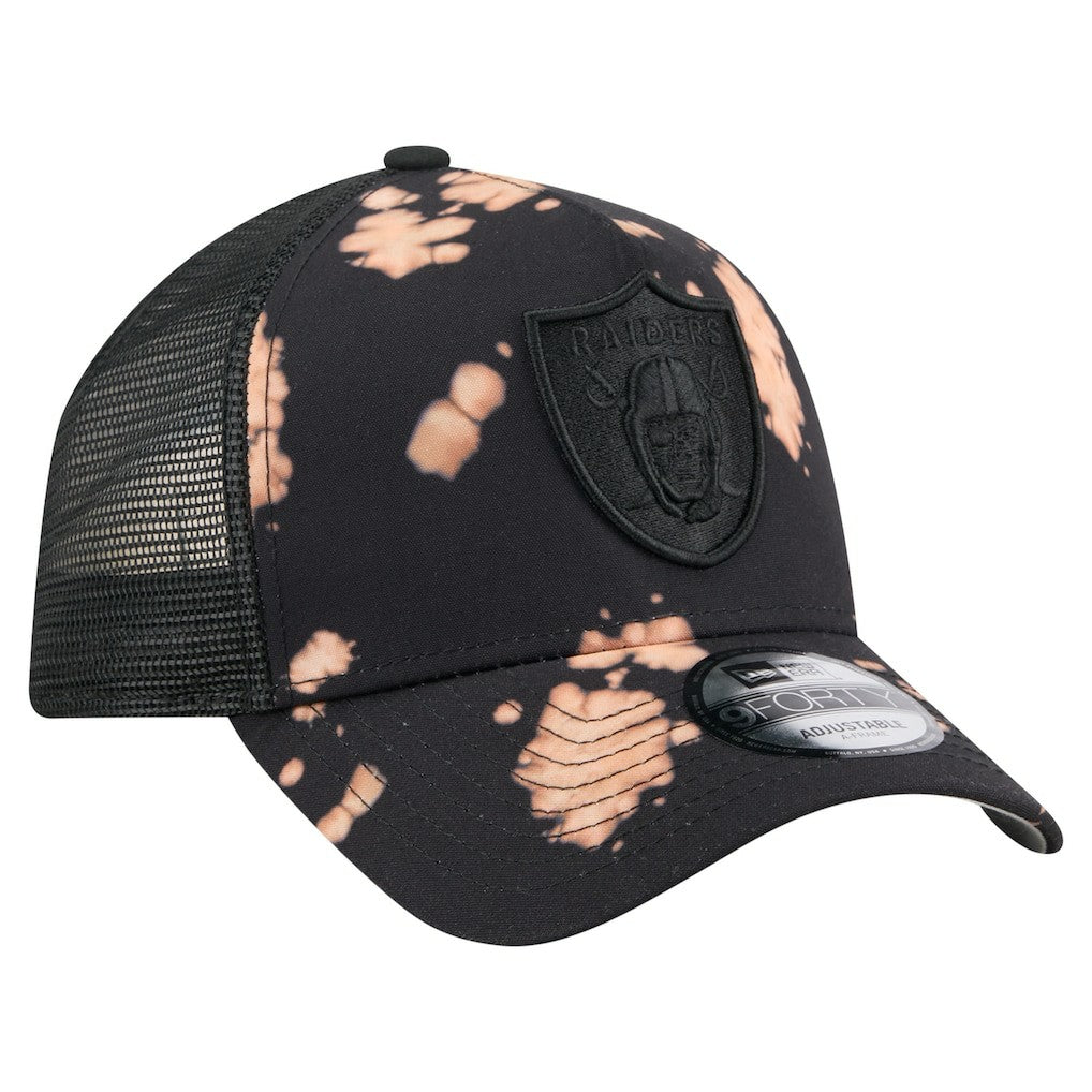 Las Vegas Raiders New Era Bleached 9FORTY A-Frame Adjustable Hat - Black - NFL