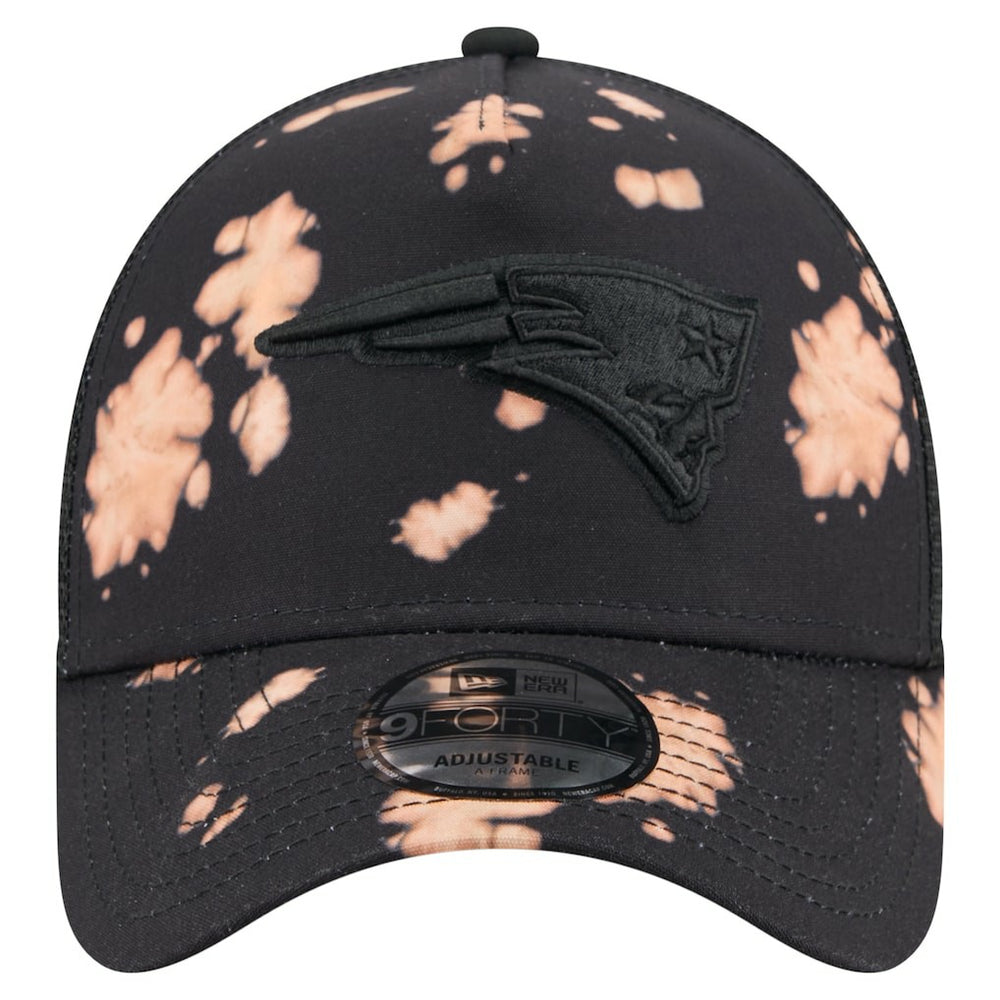 New England Patriots New Era Bleached 9FORTY A-Frame Adjustable Hat - Black - NFL