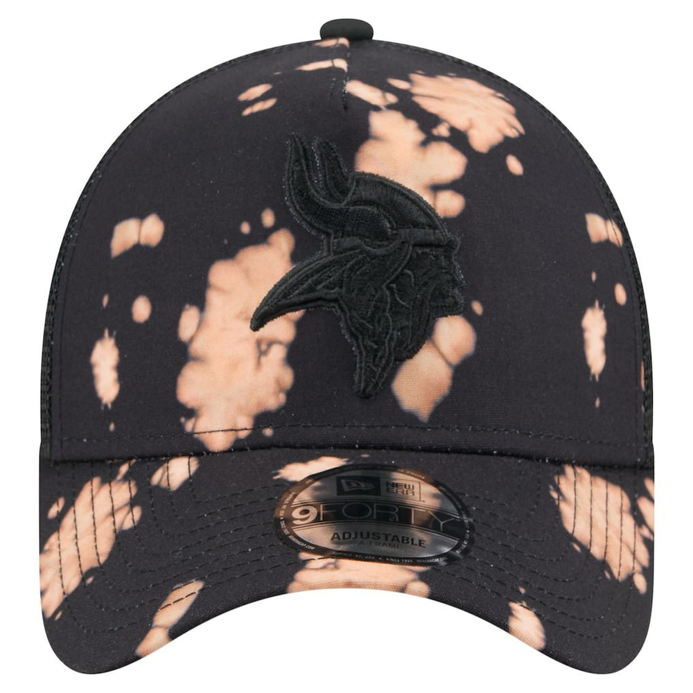 Minnesota Vikings New Era Bleached A-Frame 9FORTY Trucker Adjustable Hat - Black - NFL