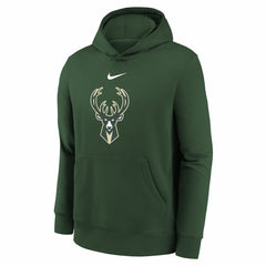 Nike Milwaukee Bucks Youth 2025/26 Club Fleece Hoodie Hunter Green