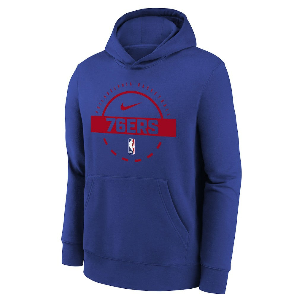 Nike Philadelphia 76ers Youth 2025/26 Club Fleece Practice Hoodie Royal