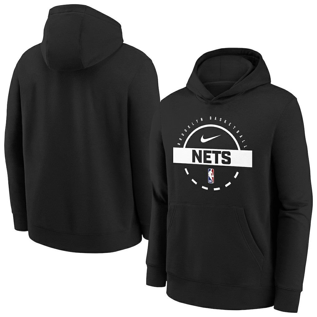 Nike Brooklyn Nets Youth 2025/26 Club Fleece Practice Hoodie Black