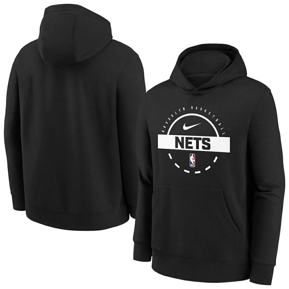 Nike Brooklyn Nets Youth 2025/26 Club Fleece Practice Hoodie Black