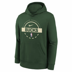 Nike Milwaukee Bucks Youth 2025/26 Club Fleece Practice Hoodie Hunter Green