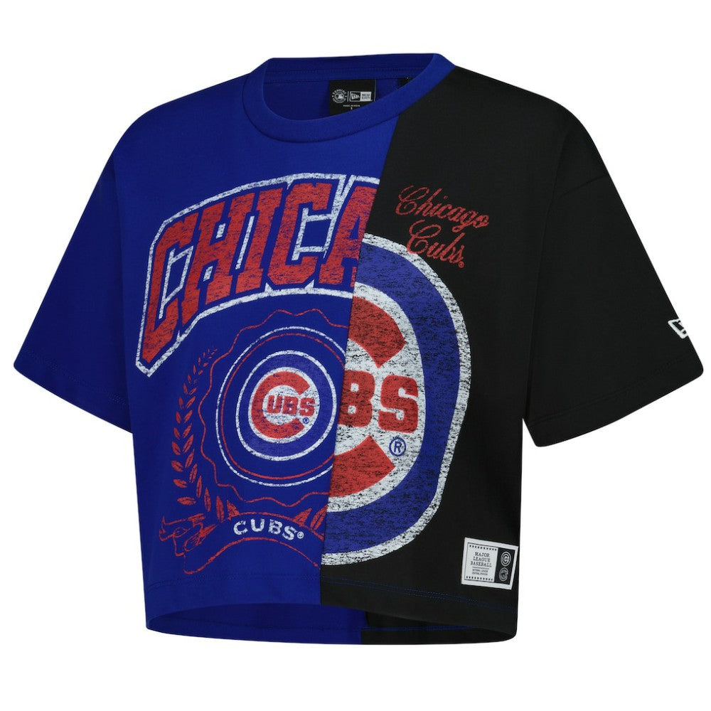 Chicago Cubs New Era Women's Upcycled Colorblocked Boxy Cropped T-Shirt Sale