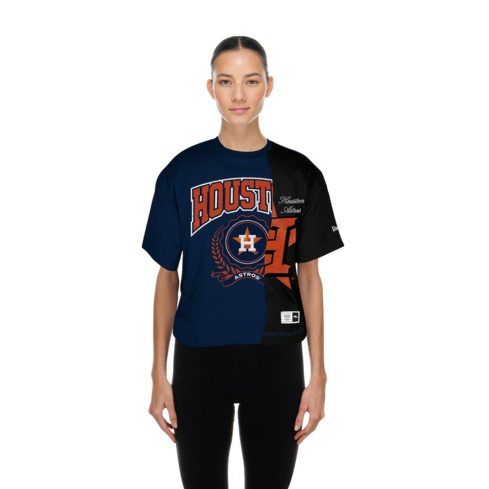 Houston Astros New Era Women's Upcycled Colorblocked Boxy Cropped T-Shirt for sale