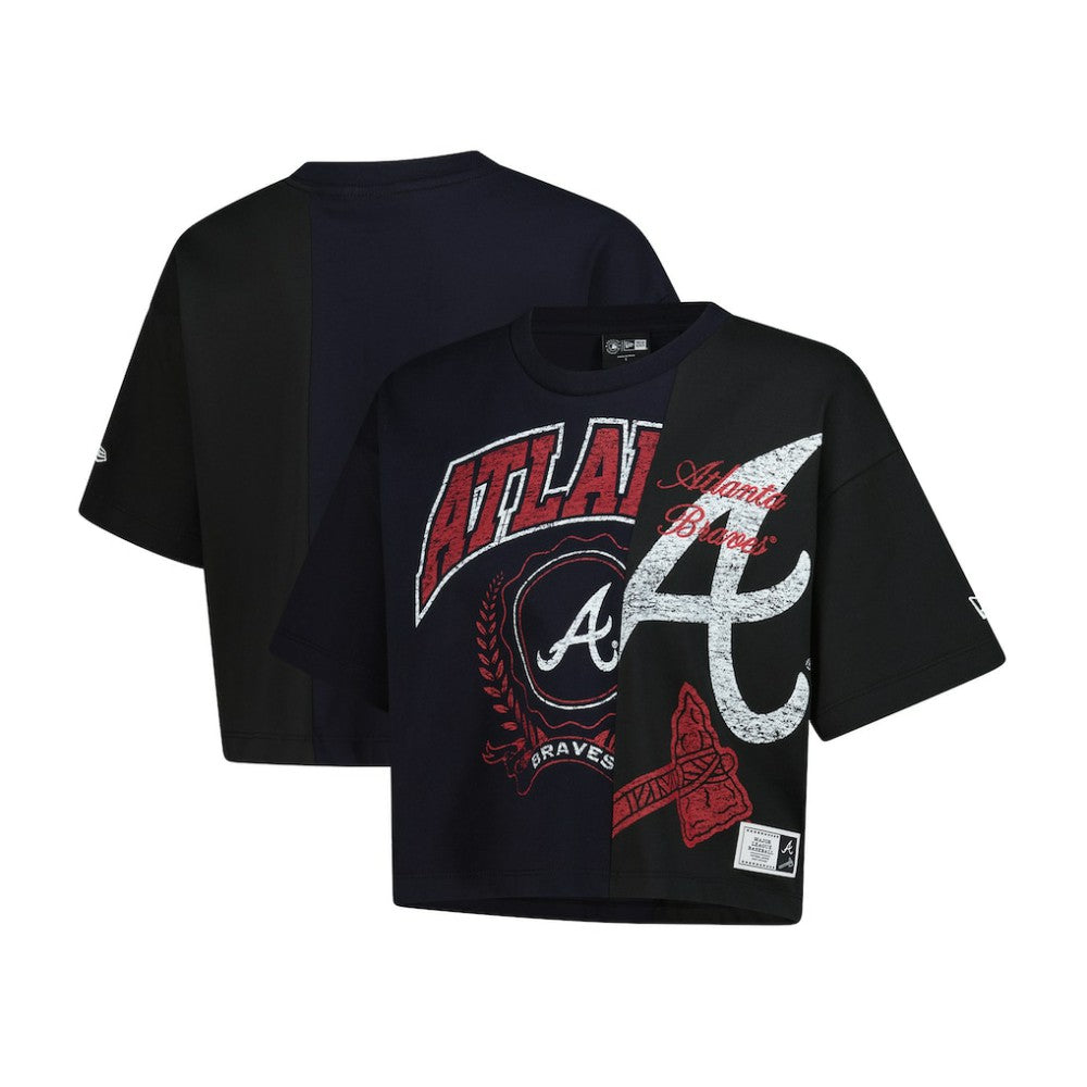 Atlanta Braves New Era Women's Upcycled Colorblocked Boxy Cropped T-Shirt Near Me