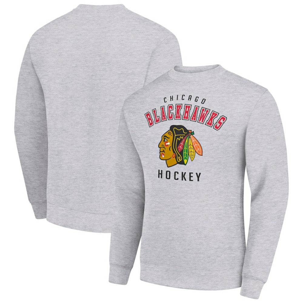 Chicago Blackhawks Men's Starter Team Logo Fleece Pullover Sweatshirt - Heather Gray | NHL discount