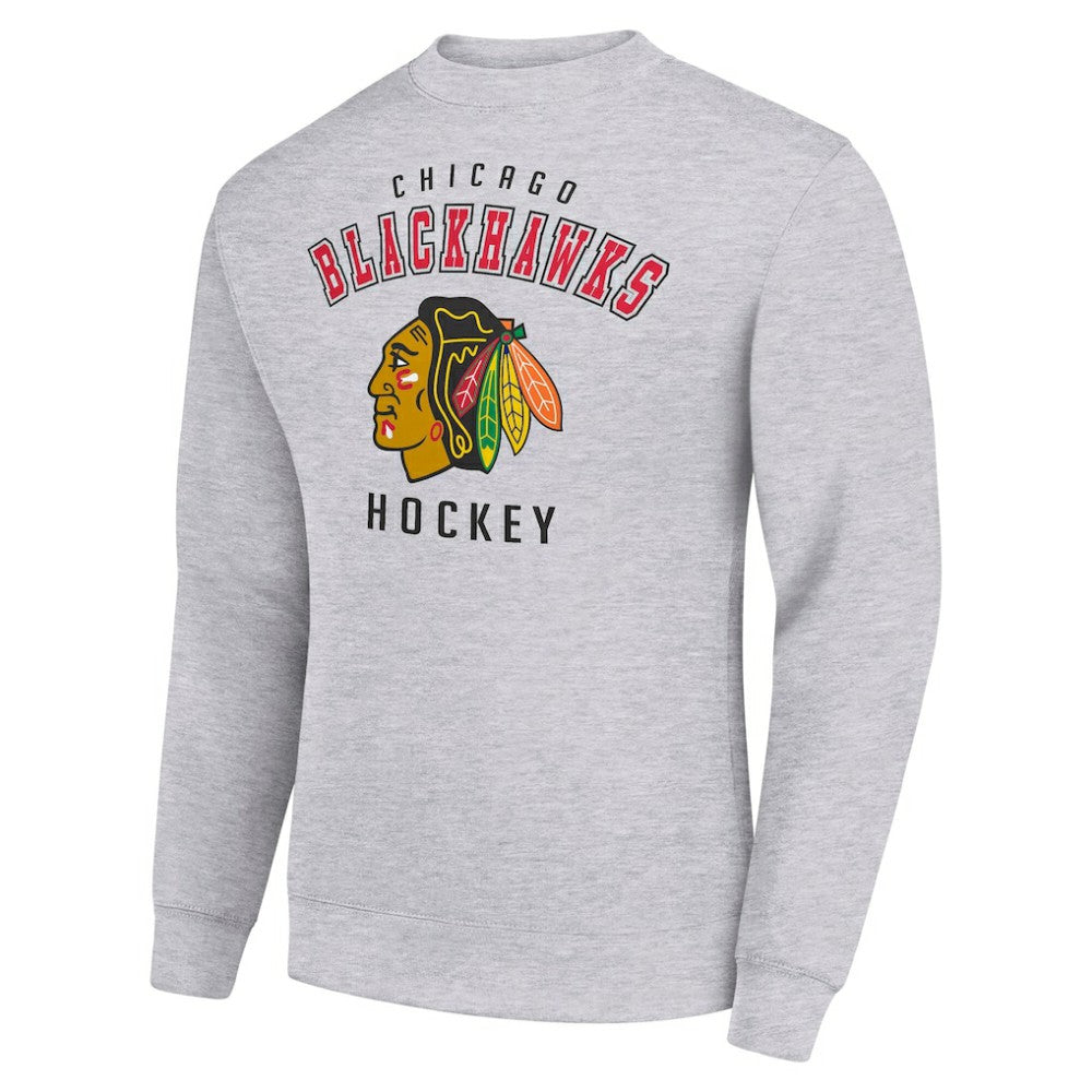 Chicago Blackhawks Men's Starter Team Logo Fleece Pullover Sweatshirt - Heather Gray | NHL discount