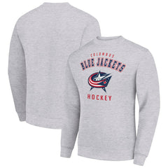 Columbus Blue Jackets Men's Starter Team Logo Fleece Pullover Sweatshirt - Heather Gray | NHL Lifestyle