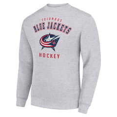 Columbus Blue Jackets Men's Starter Team Logo Fleece Pullover Sweatshirt - Heather Gray | NHL Lifestyle