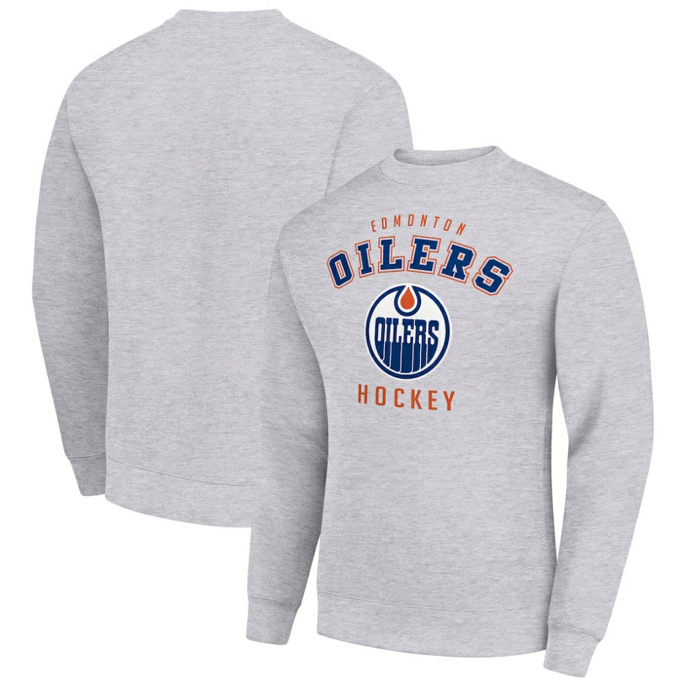 Edmonton Oilers Men's Starter Team Logo Fleece Pullover Sweatshirt - Heather Gray | NHL on sale