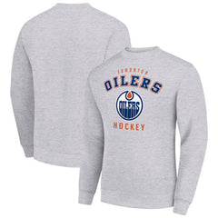 Edmonton Oilers Men's Starter Team Logo Fleece Pullover Sweatshirt - Heather Gray | NHL on sale