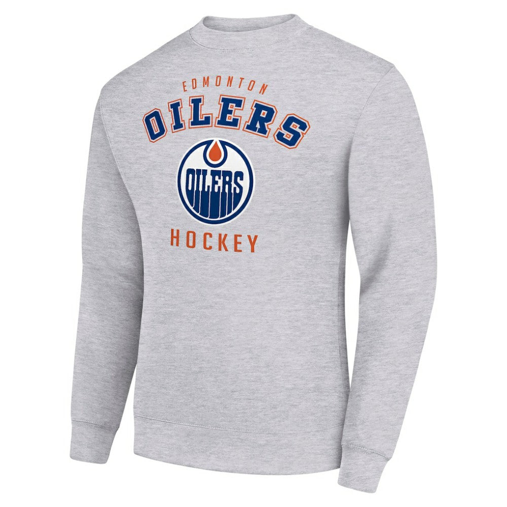 Edmonton Oilers Men's Starter Team Logo Fleece Pullover Sweatshirt - Heather Gray | NHL on sale