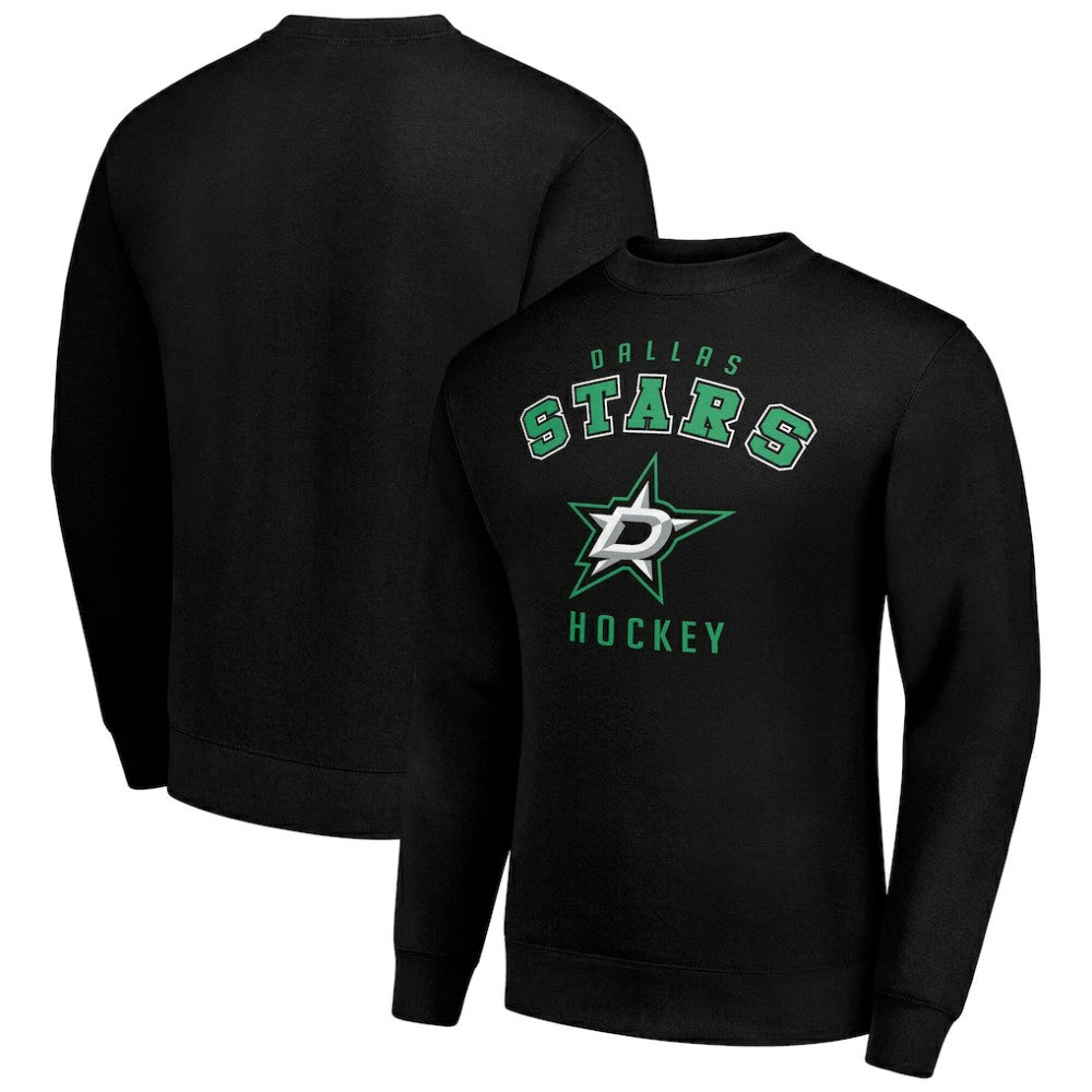 Dallas Stars Men's Starter Team Logo Fleece Pullover Sweatshirt - Black | NHL Clearance