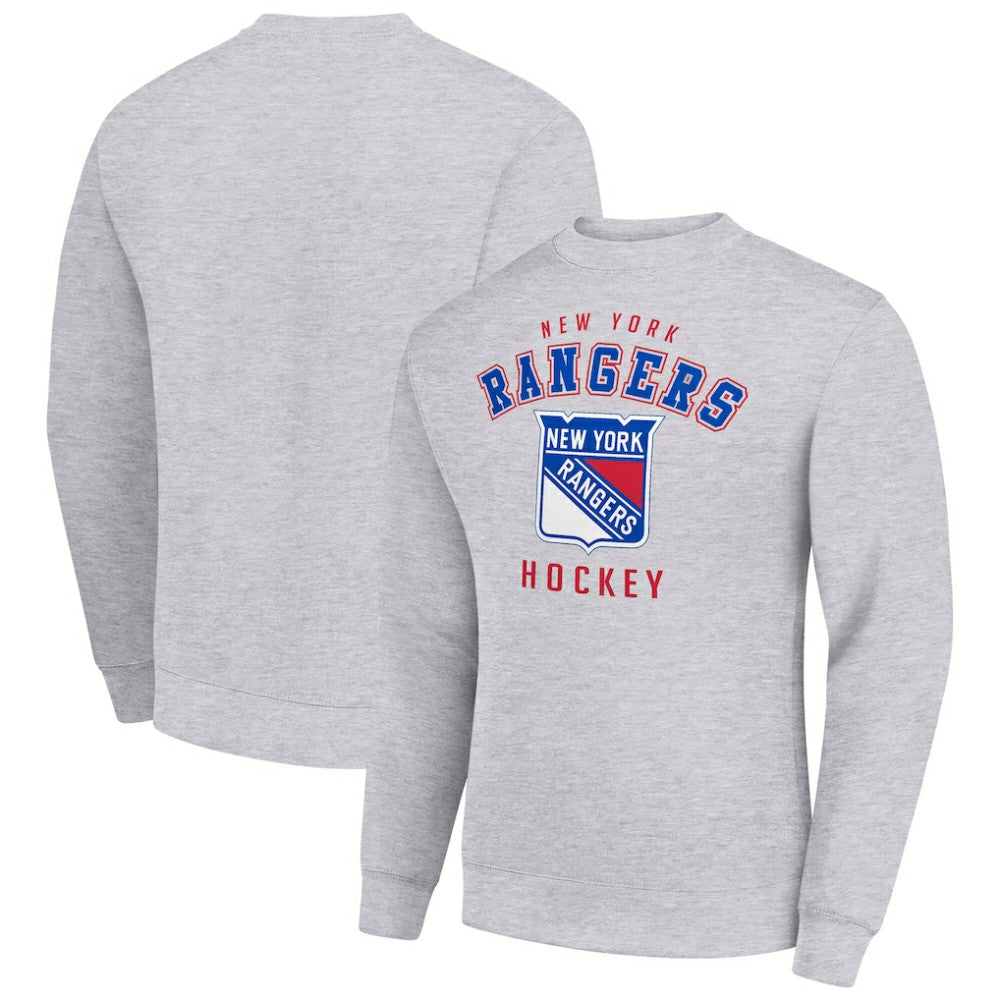 New York Rangers Men's Starter Team Logo Fleece Pullover Sweatshirt - Heather Gray | NHL near me