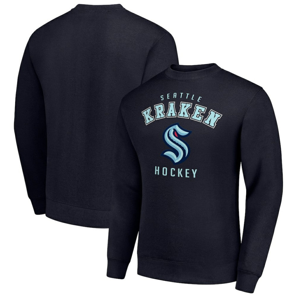 Seattle Kraken Men's Starter Team Logo Fleece Pullover Sweatshirt - Navy | NHL Lifestyle