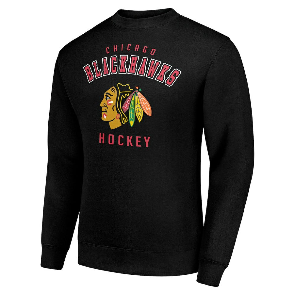 Chicago Blackhawks Men's Starter Team Logo Fleece Pullover Sweatshirt - Black | NHL online