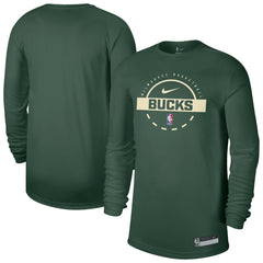 Nike Milwaukee Bucks 2025/26 On-Court Flare Dri-FIT Practice Long Sleeve Tri-Blend T-Shirt Hunter Green