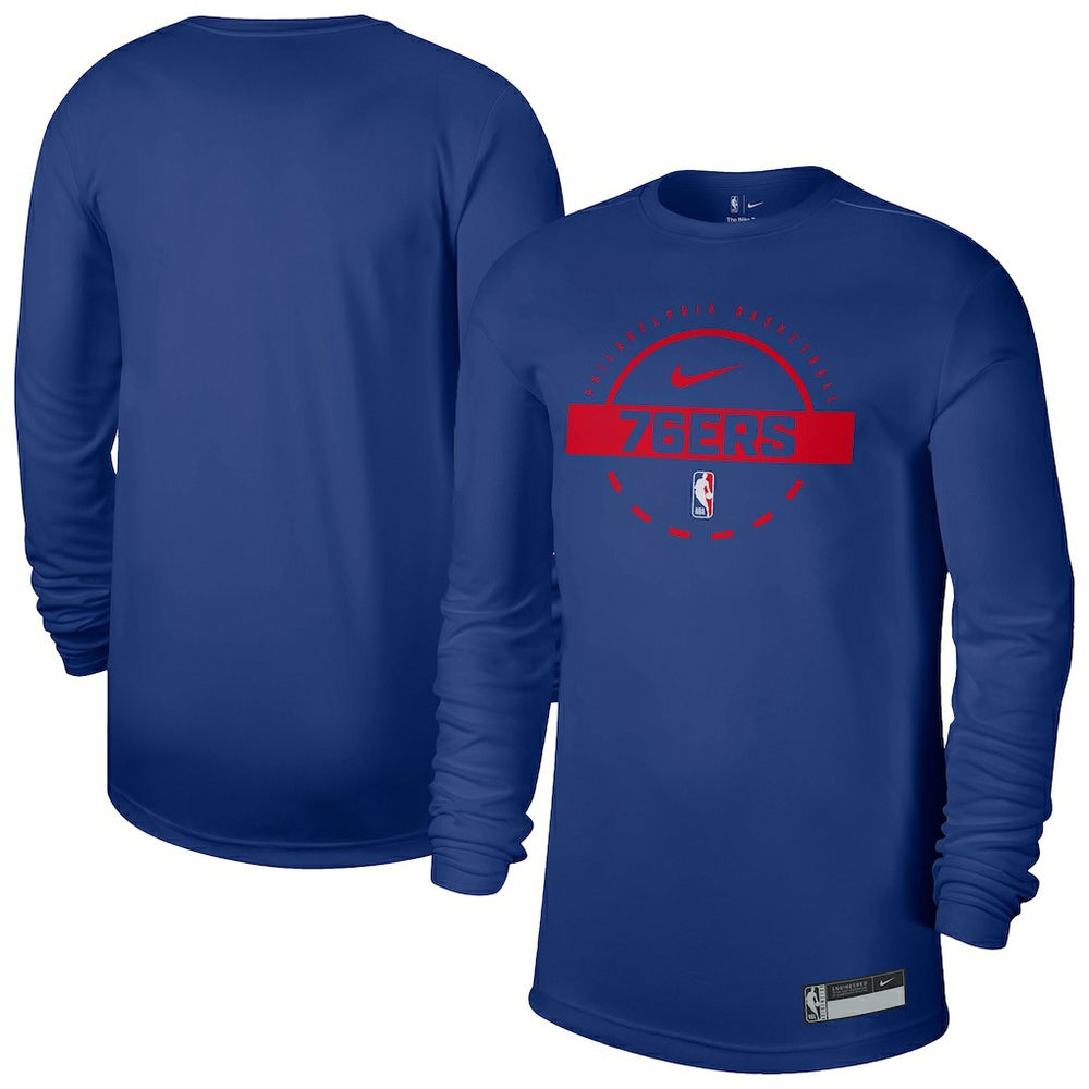 Nike Philadelphia 76ers 2025/26 On-Court Flare Dri-FIT Practice Long Sleeve Tri-Blend T-Shirt Royal