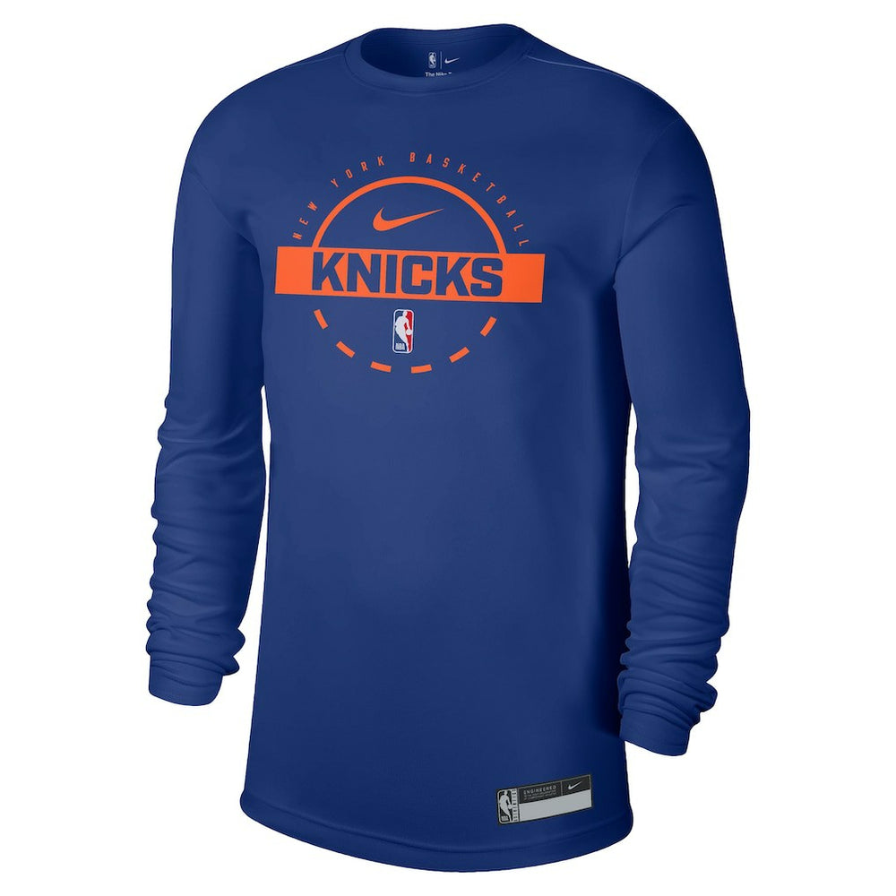 Nike New York Knicks 2025/26 On-Court Flare Dri-FIT Practice Long Sleeve Tri-Blend T-Shirt Blue