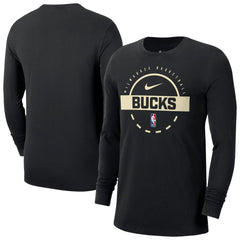 Nike Milwaukee Bucks Authentic Long Sleeve Practice T-Shirt Black