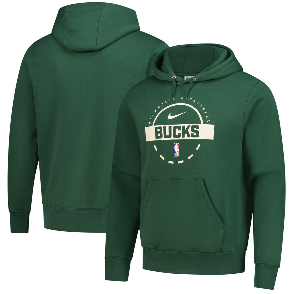 Nike Milwaukee Bucks 2025/26 Authentic Practice Club Pullover Hoodie Hunter Green