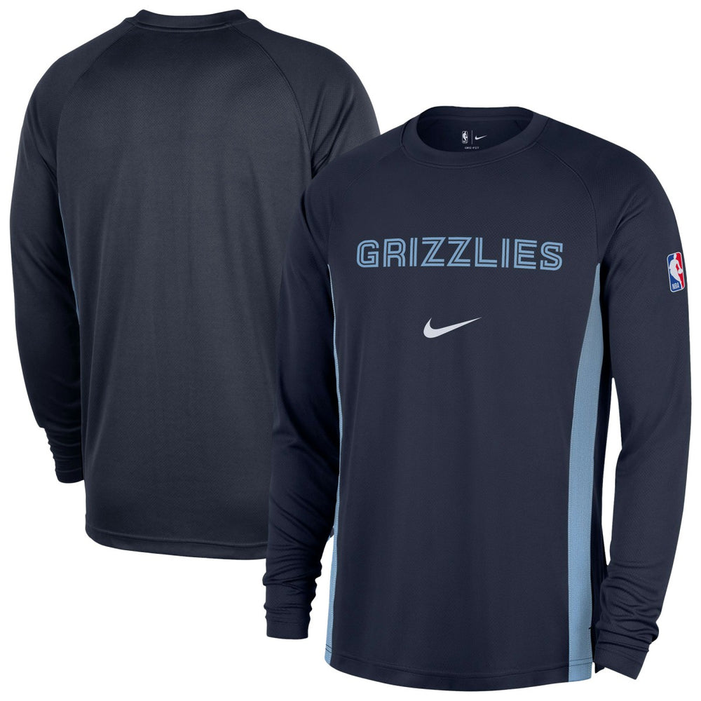 Nike Memphis Grizzlies 2025/26 Authentic Pre-Game Legend Dri-FIT Long Sleeve Shooting Shirt Navy