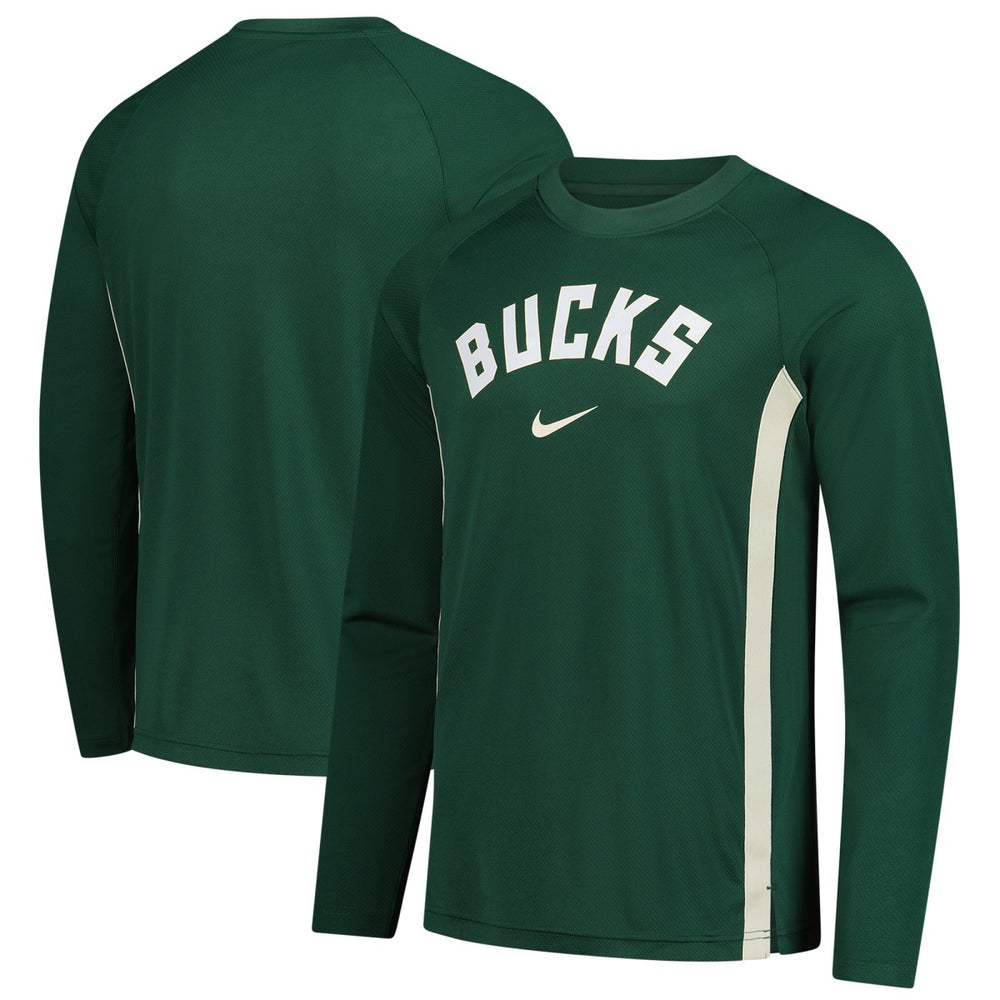 Nike Milwaukee Bucks 2025/26 Authentic Pre-Game Legend Dri-FIT Long Sleeve Shooting Shirt Hunter Green