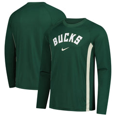 Nike Milwaukee Bucks 2025/26 Authentic Pre-Game Legend Dri-FIT Long Sleeve Shooting Shirt Hunter Green