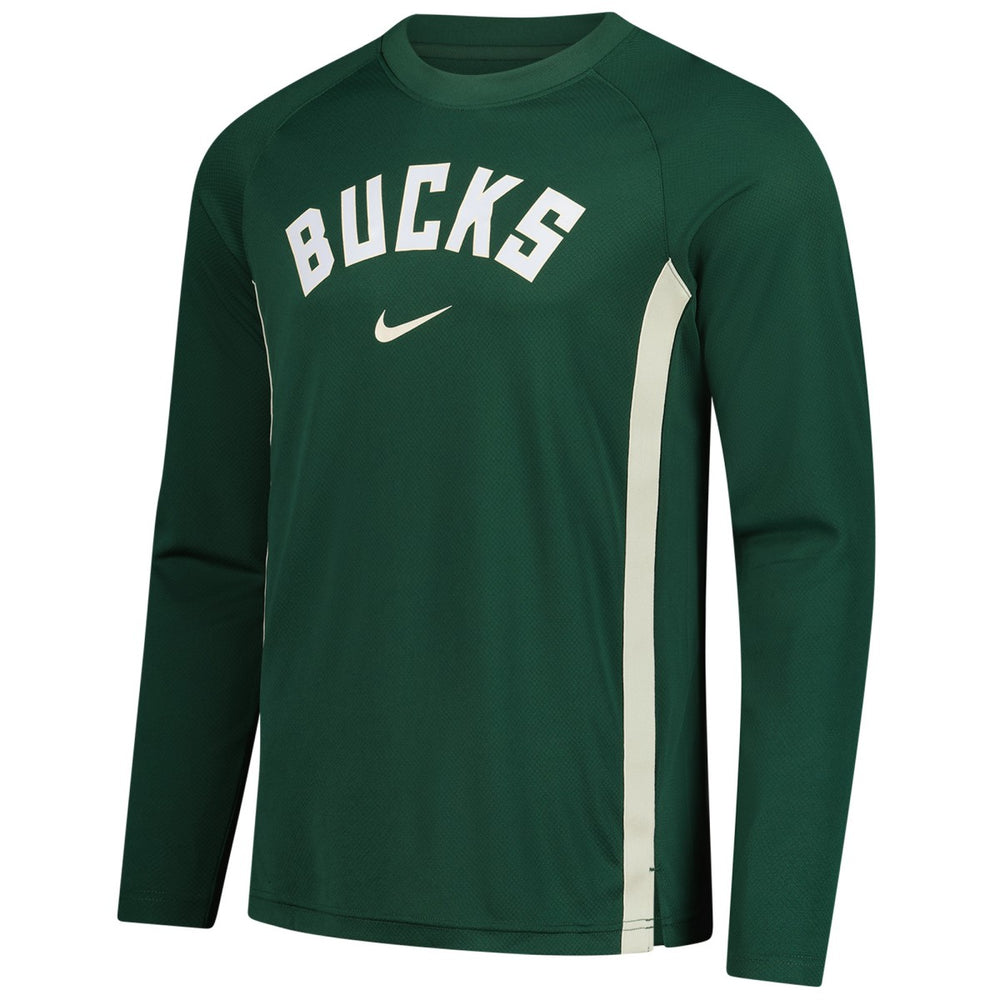 Nike Milwaukee Bucks 2025/26 Authentic Pre-Game Legend Dri-FIT Long Sleeve Shooting Shirt Hunter Green
