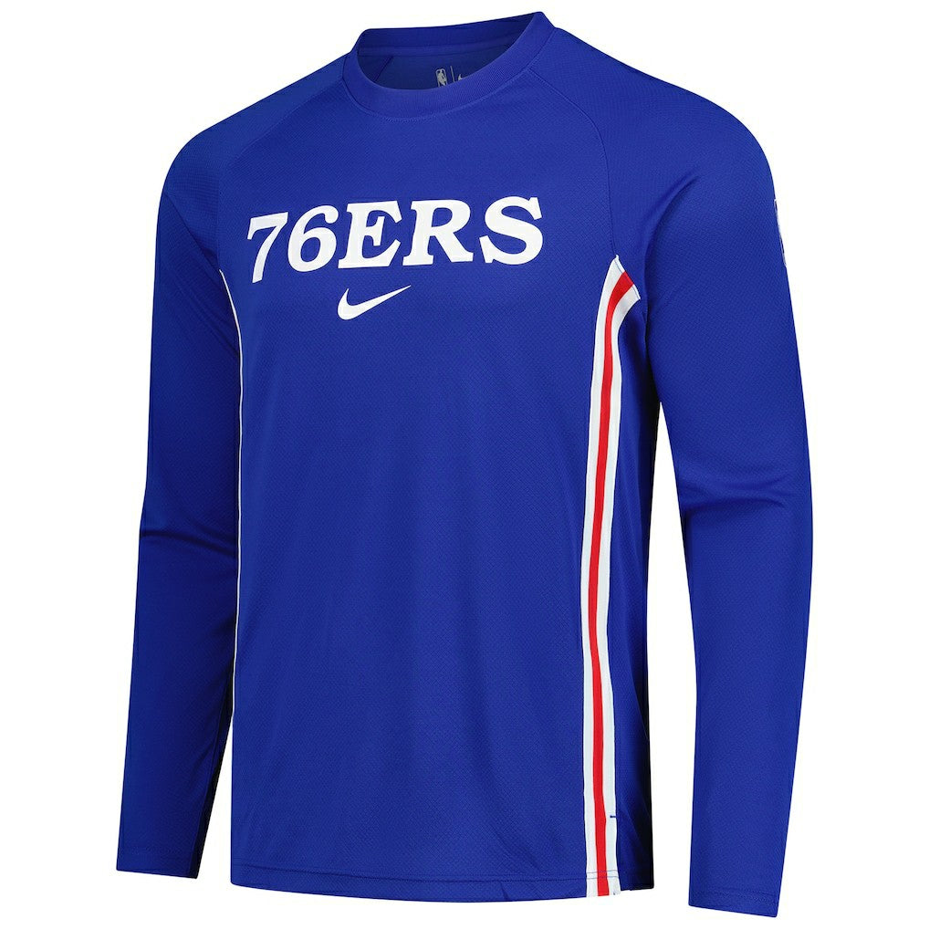 Nike Philadelphia 76ers 2025/26 Authentic Pre-Game Legend Dri-FIT Long Sleeve Shooting Shirt Royal