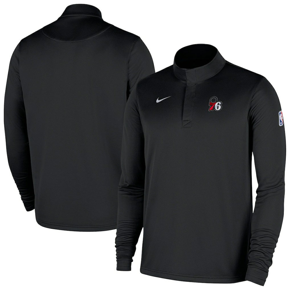 Nike Philadelphia 76ers 2025/26 Authentic Coaches Quarter-Zip Dri-Fit Top Black
