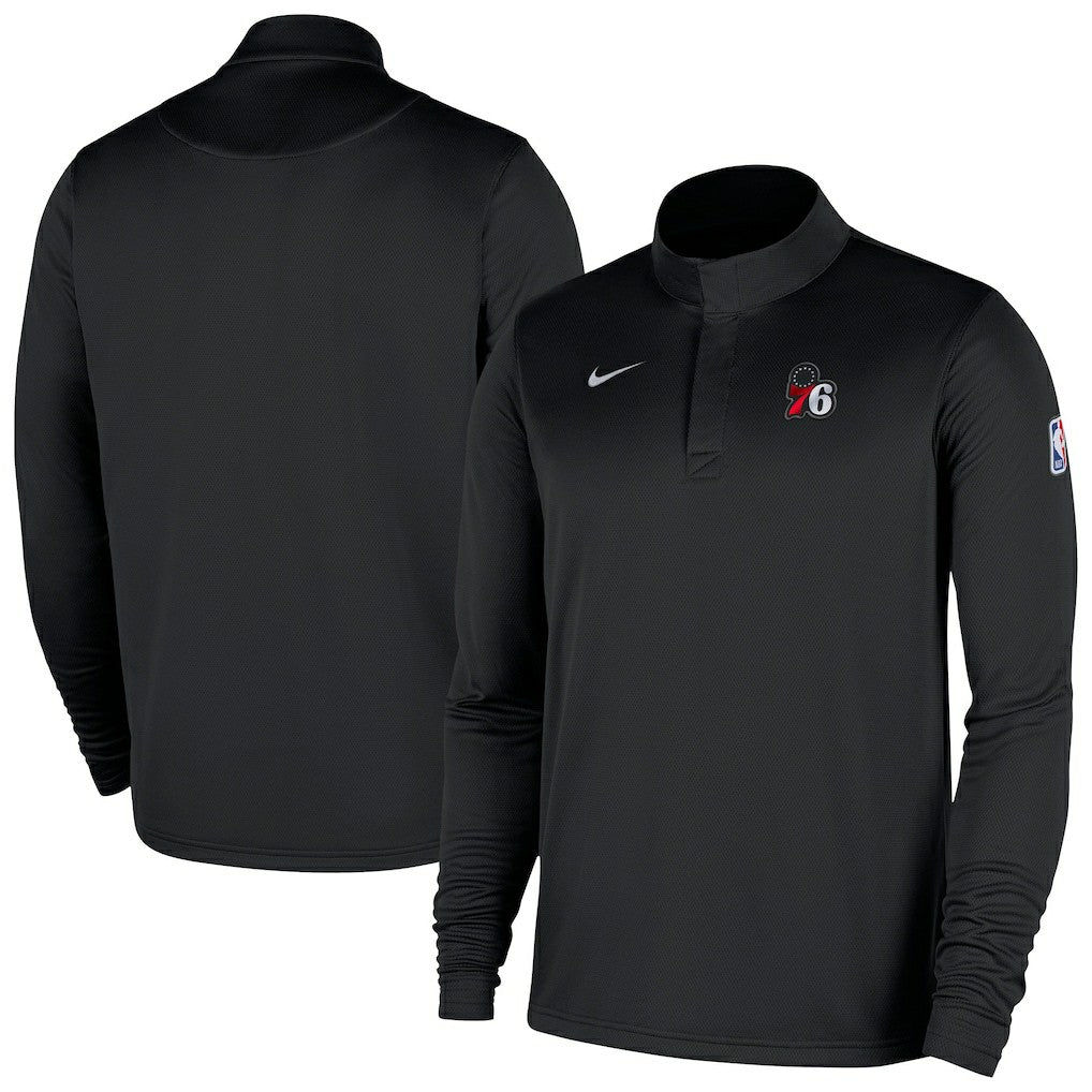 Nike Philadelphia 76ers 2025/26 Authentic Coaches Quarter-Zip Dri-Fit Top Black