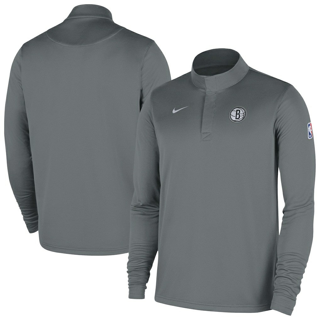 Nike Brooklyn Nets 2025/26 Authentic Coaches Quarter-Zip Dri-Fit Top Gray