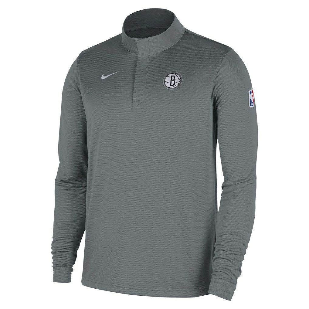 Nike Brooklyn Nets 2025/26 Authentic Coaches Quarter-Zip Dri-Fit Top Gray