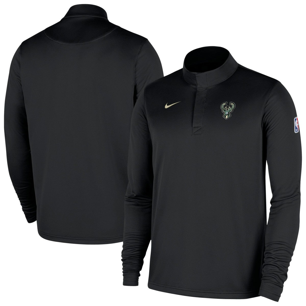 Nike Milwaukee Bucks 2025/26 Authentic Coaches Quarter-Zip Dri-Fit Top Black