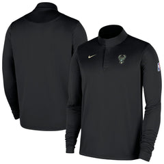 Nike Milwaukee Bucks 2025/26 Authentic Coaches Quarter-Zip Dri-Fit Top Black