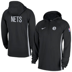 Nike Brooklyn Nets Authentic On Court Zone Quarter-Zip Dri-FIT Hoodie Jacket Black