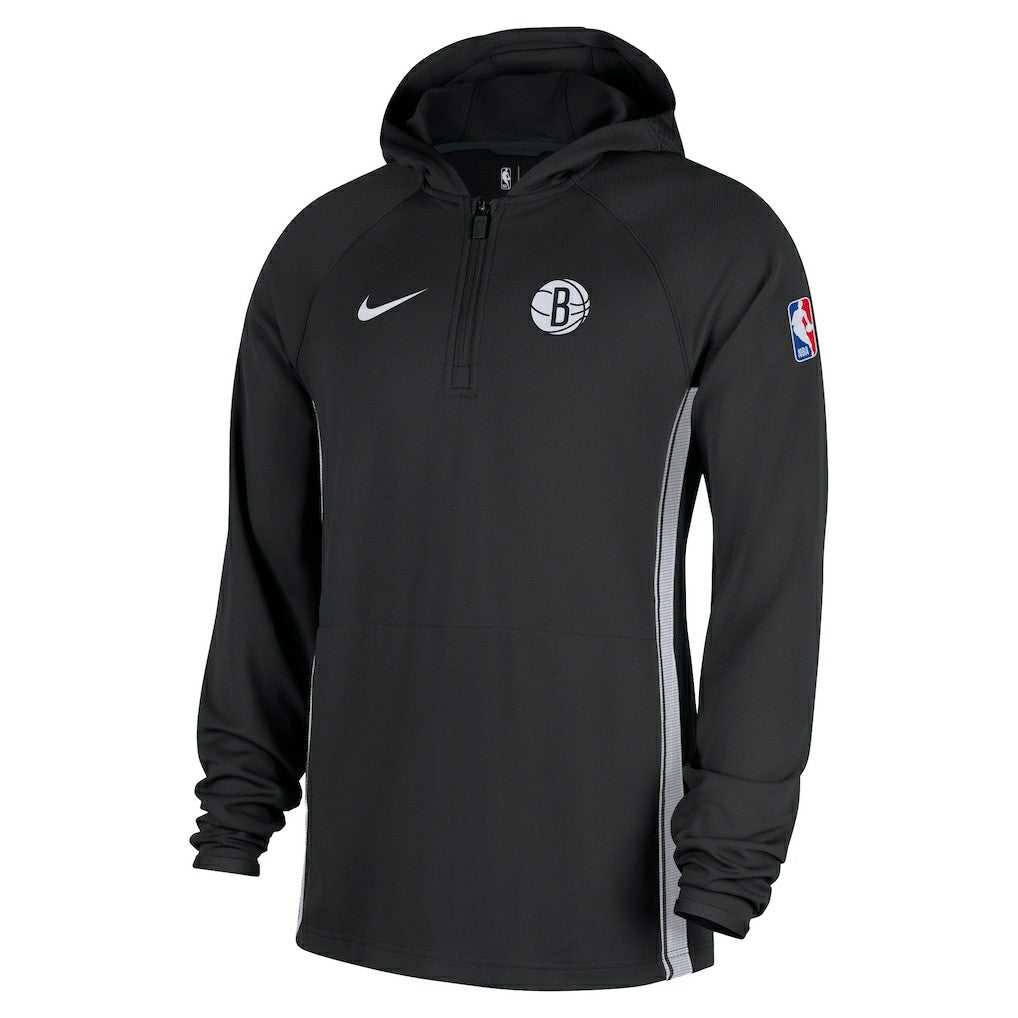 Nike Brooklyn Nets Authentic On Court Zone Quarter-Zip Dri-FIT Hoodie Jacket Black