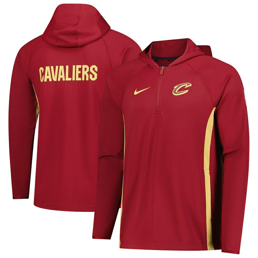 Nike Cleveland Cavaliers Authentic On Court Zone Quarter-Zip Dri-FIT Hoodie Jacket Wine