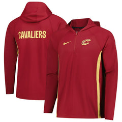 Nike Cleveland Cavaliers Authentic On Court Zone Quarter-Zip Dri-FIT Hoodie Jacket Wine