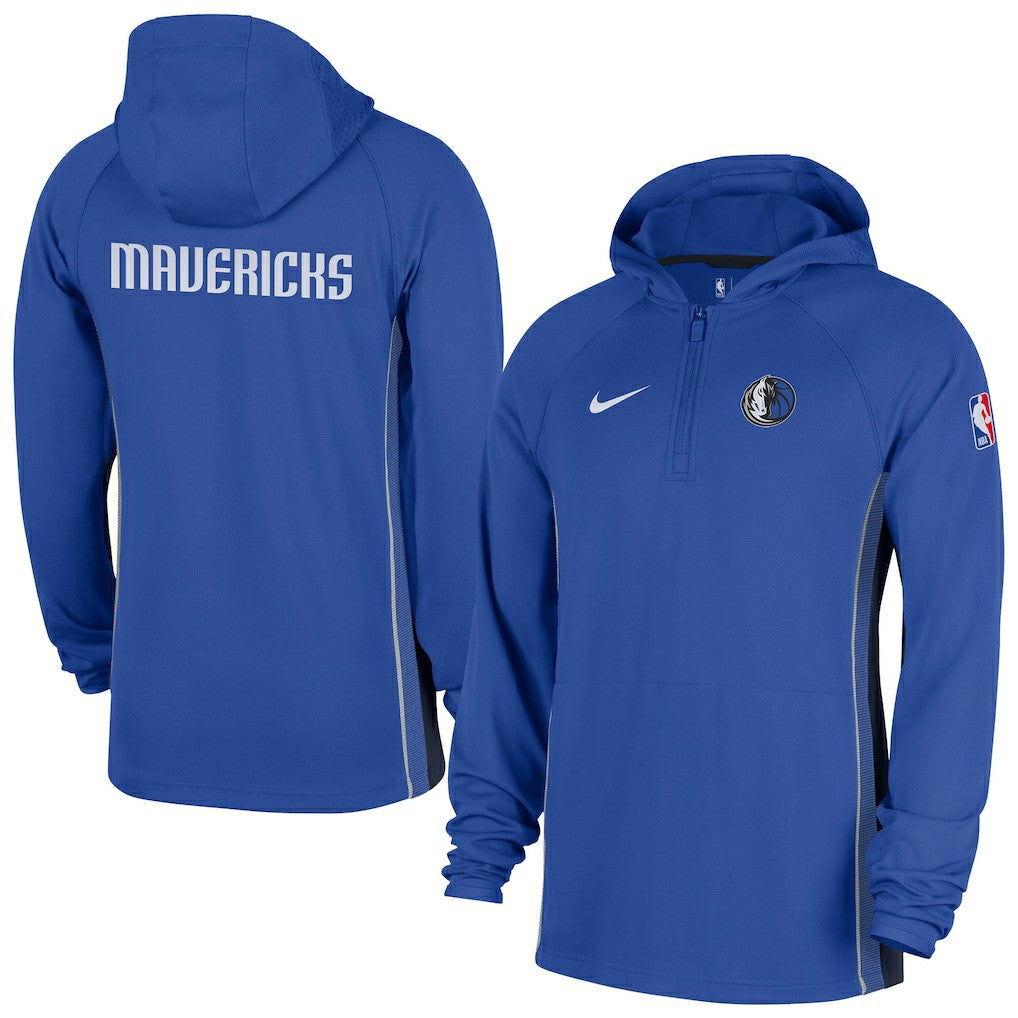 Nike Dallas Mavericks Authentic On Court Zone Quarter-Zip Dri-FIT Hoodie Jacket Royal