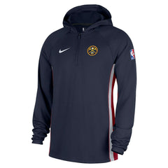 Nike Denver Nuggets Authentic On Court Zone Quarter-Zip Dri-FIT Hoodie Jacket Navy