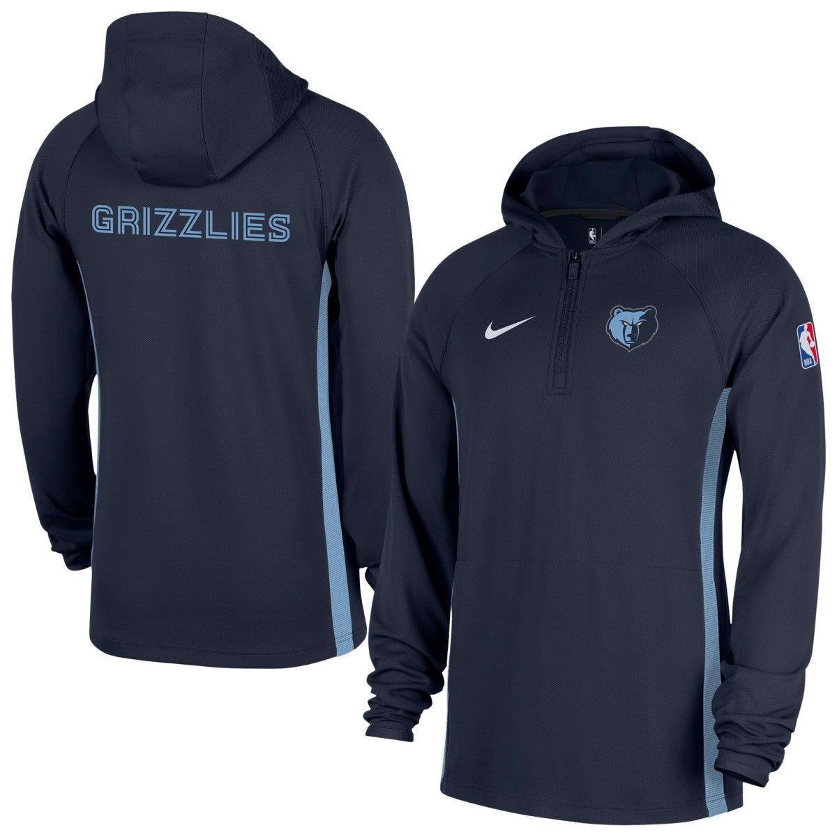 Nike Memphis Grizzlies Authentic On Court Zone Quarter-Zip Dri-FIT Hoodie Jacket Navy