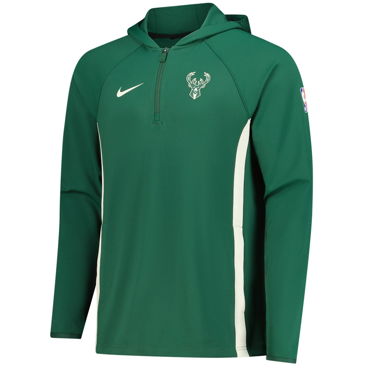 Nike Milwaukee Bucks Authentic On Court Zone Quarter-Zip Dri-FIT Hoodie Jacket Hunter Green