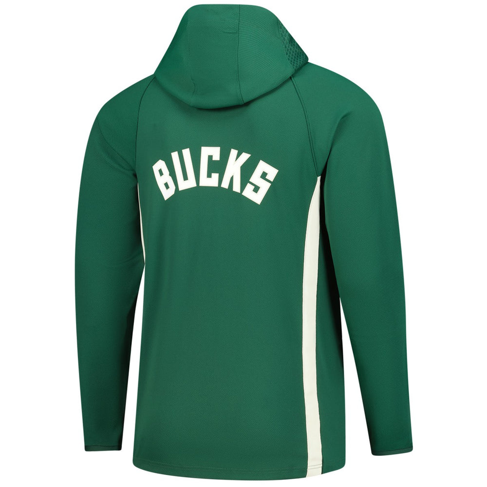 Nike Milwaukee Bucks Authentic On Court Zone Quarter-Zip Dri-FIT Hoodie Jacket Hunter Green