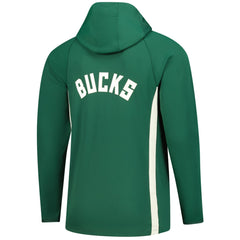 Nike Milwaukee Bucks Authentic On Court Zone Quarter-Zip Dri-FIT Hoodie Jacket Hunter Green