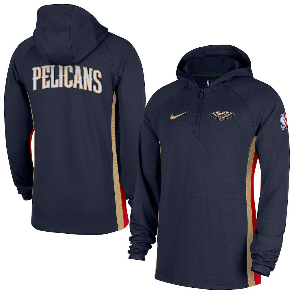 Nike New Orleans Pelicans Authentic On Court Zone Quarter-Zip Dri-FIT Hoodie Jacket Navy