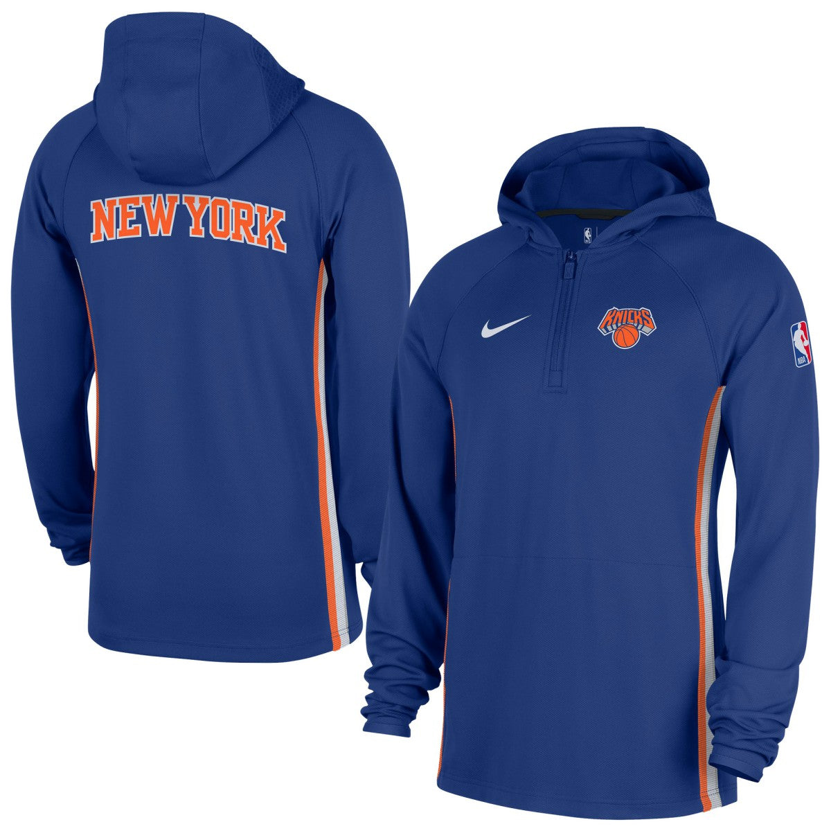 Nike New York Knicks Authentic On Court Zone Quarter-Zip Dri-FIT Hoodie Jacket Blue